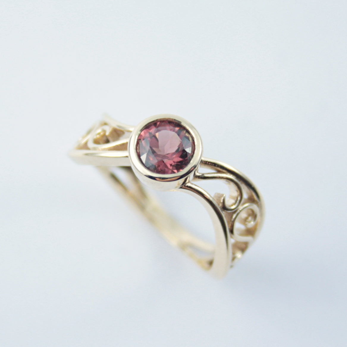 FILIGREE PINK GARNET RING