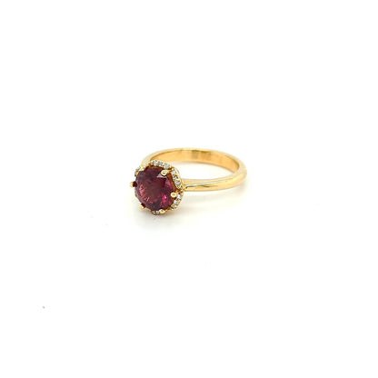 RHODALITE GARNET & DIAMOND RING