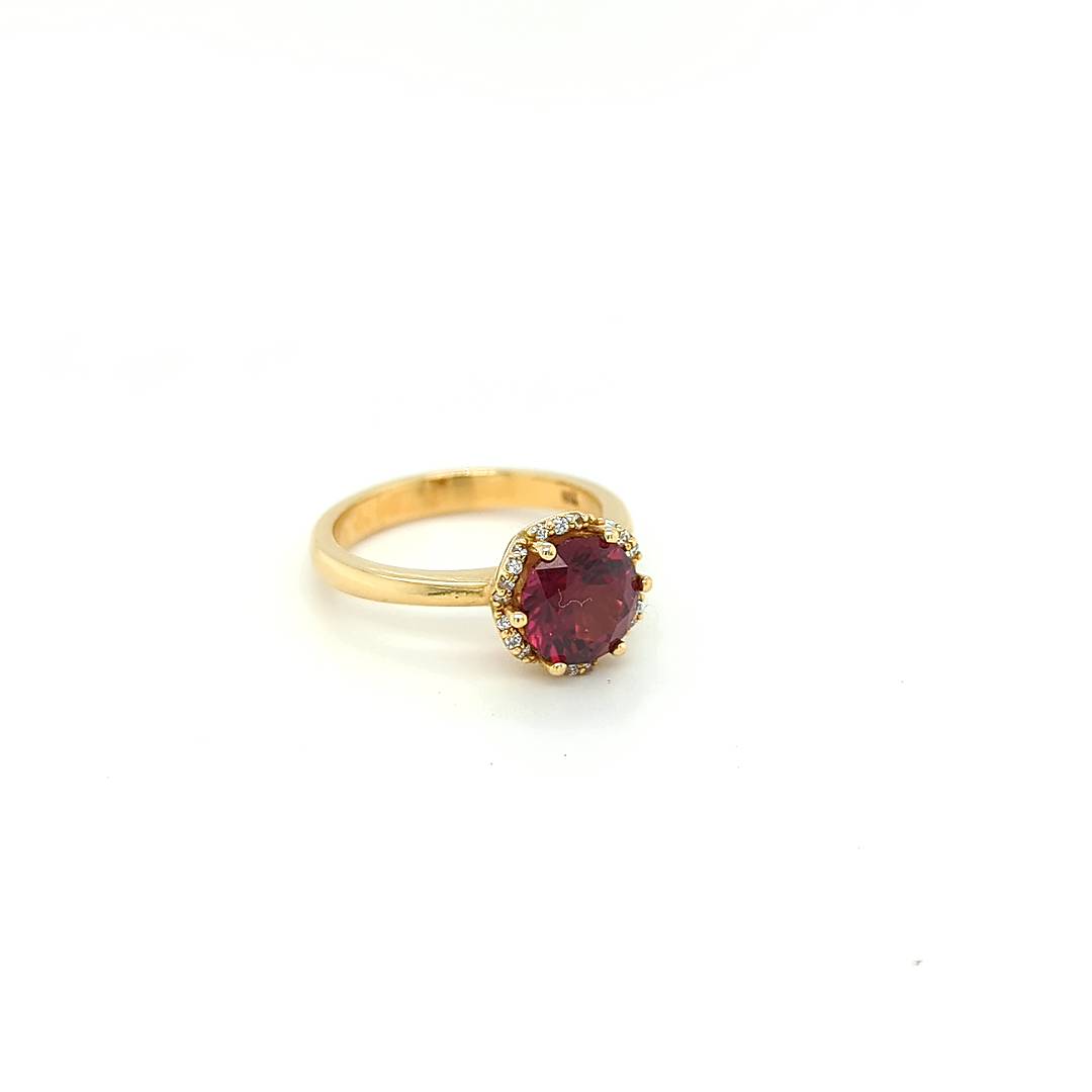 RHODALITE GARNET & DIAMOND RING