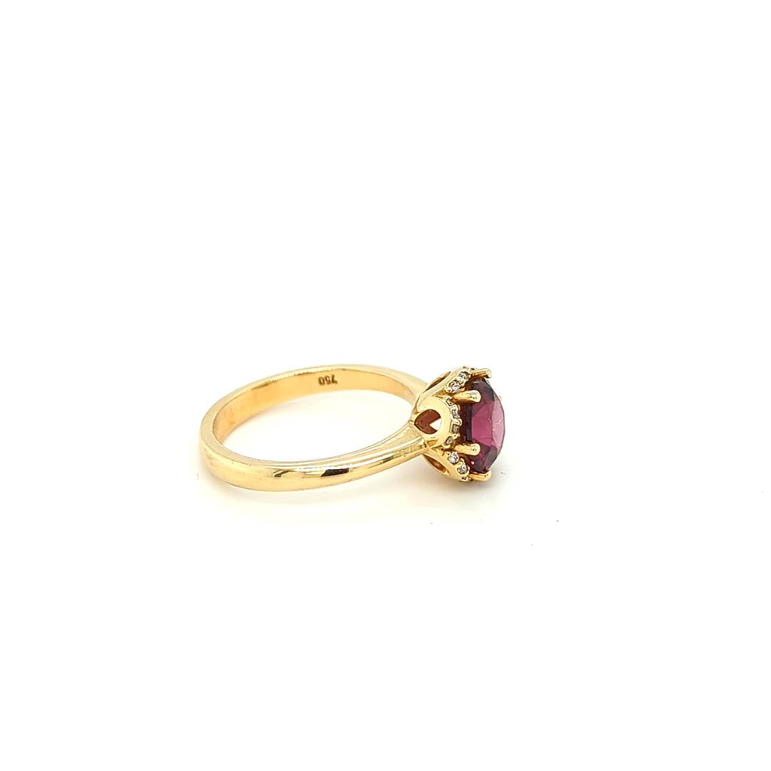 RHODALITE GARNET & DIAMOND RING