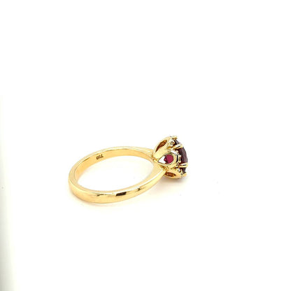 RHODALITE GARNET & DIAMOND RING