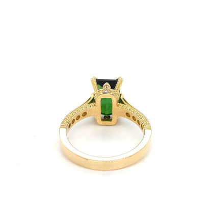 CHROME GREEN TOURMALINE AND DIAMOND RING