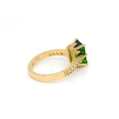 CHROME GREEN TOURMALINE AND DIAMOND RING