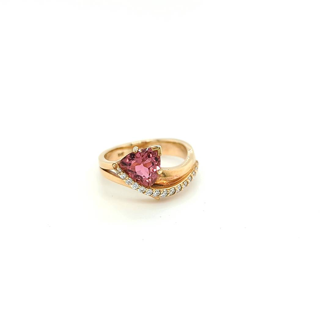 TRILLION CUT PINK TOURMALINE RING