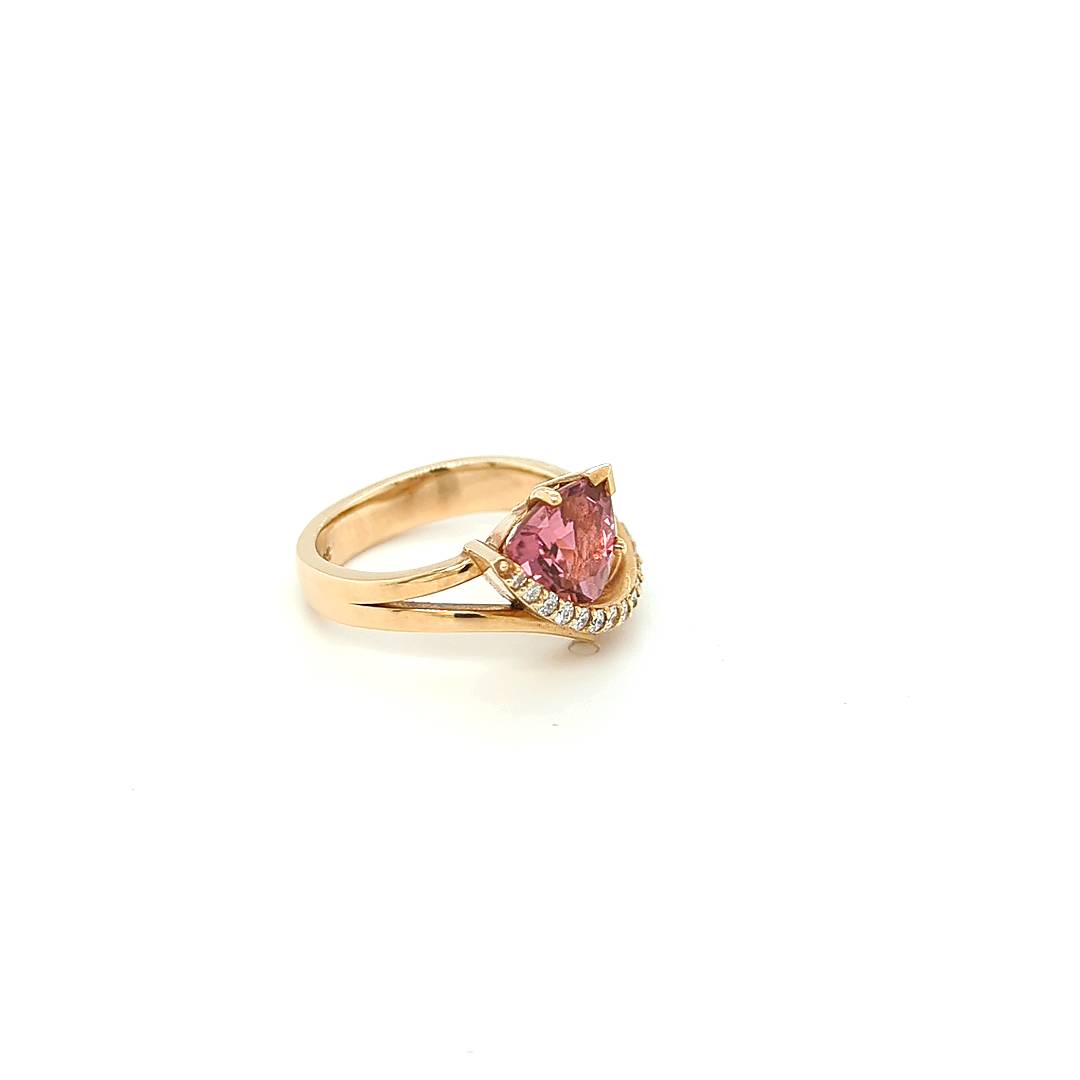 TRILLION CUT PINK TOURMALINE RING