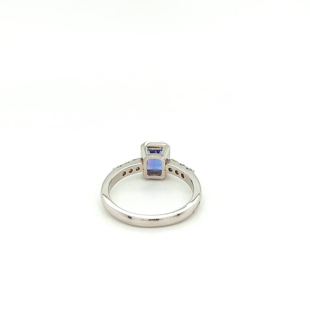 TANZANITE & DIAMOND RING - EMERALD CUT