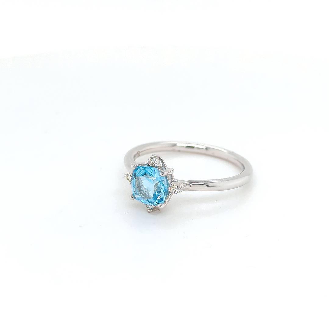 BLUE TOPAZ AND DIAMOND RING. Custom jewellery Sunshine Coast & Australia.