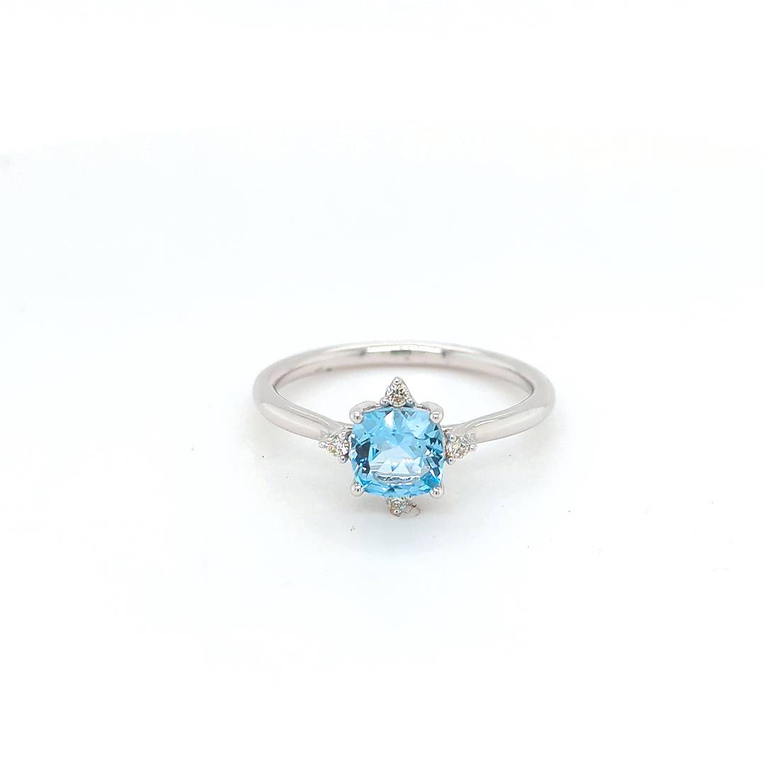 BLUE TOPAZ AND DIAMOND RING. Custom jewellery Sunshine Coast & Australia.