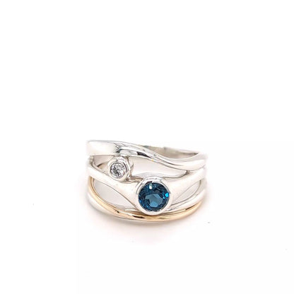 BLUE TOPAZ & DIAMOND RING