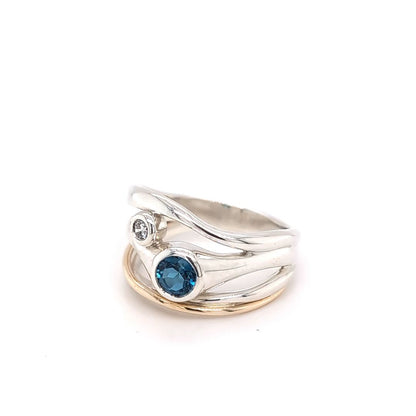 BLUE TOPAZ & DIAMOND RING