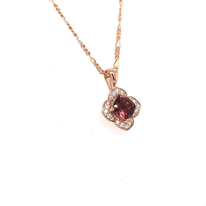 PINK TOURMALINE & DIAMOND FLOWER PENDANT