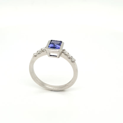 TANZANITE & DIAMOND RING - EMERALD CUT