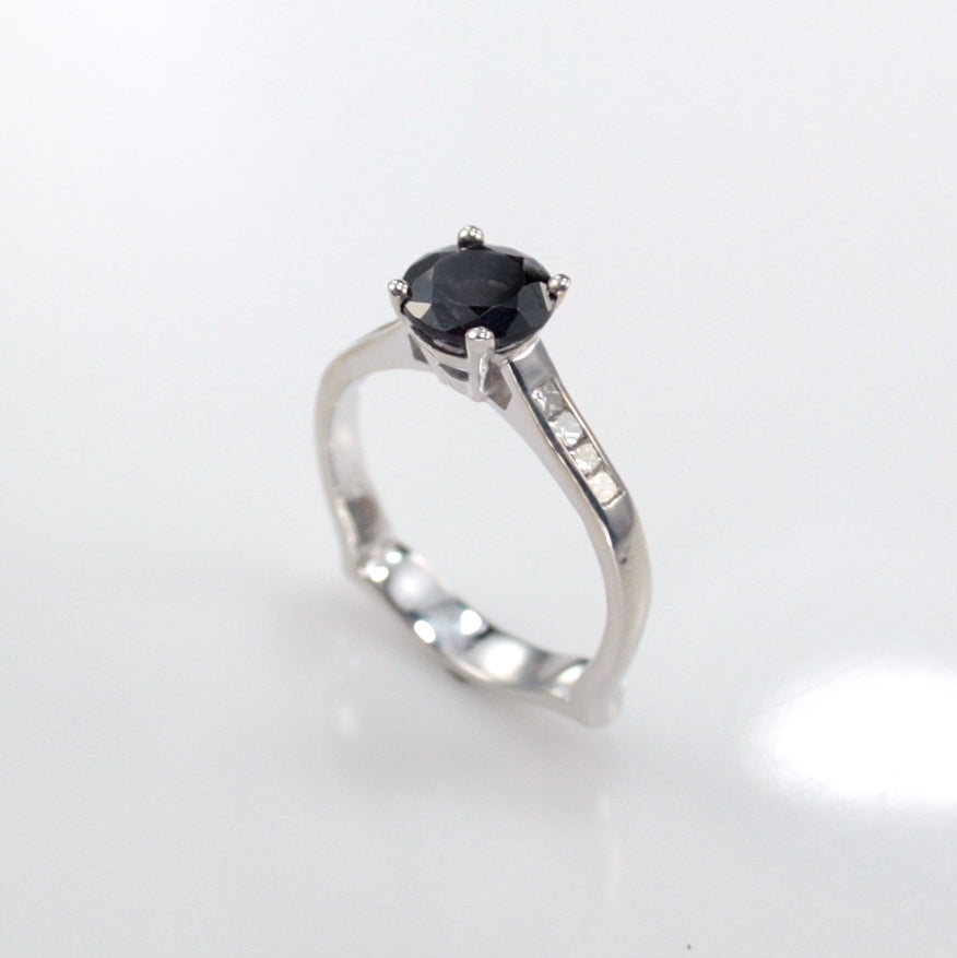 PLATINUM BLUE SPINEL & DIAMOND RING