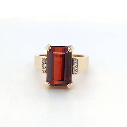 EMERALD CUT GARNET RING