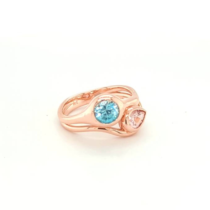 MORGANITE AND BLUE ZIRCON RING