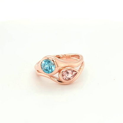 MORGANITE AND BLUE ZIRCON RING