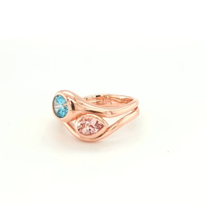 MORGANITE AND BLUE ZIRCON RING