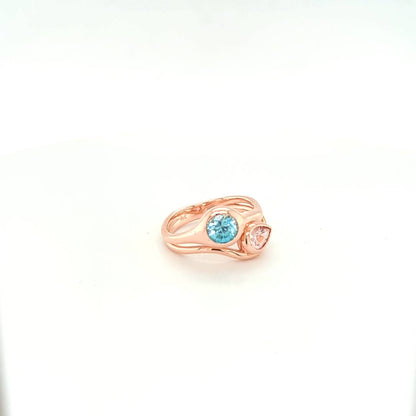 MORGANITE AND BLUE ZIRCON RING