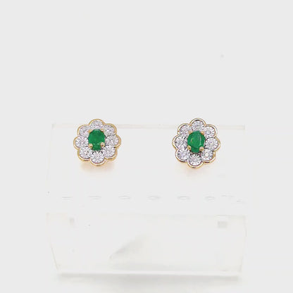 EMERALD AND DIAMOND EARRINGS