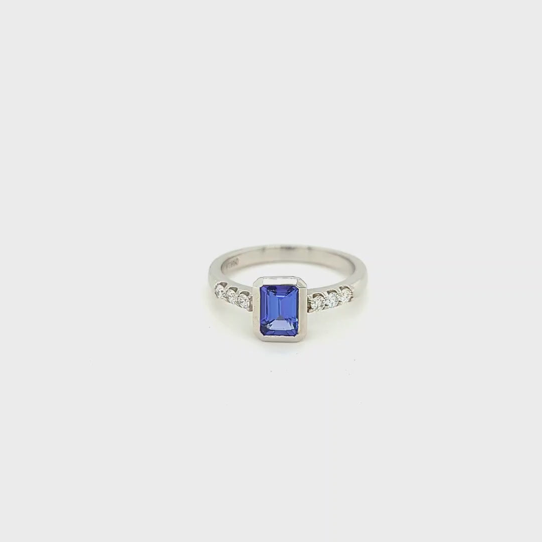 TANZANITE & DIAMOND RING - EMERALD CUT