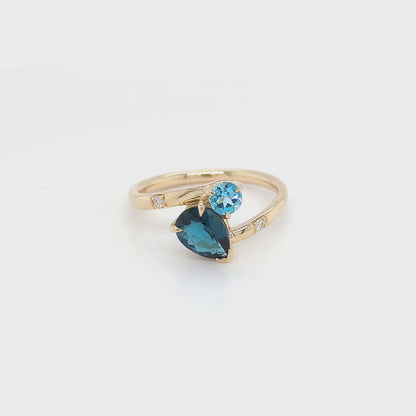 LONDON BLUE TOPAZ, BLUE TOPAZ & DIAMOND RING