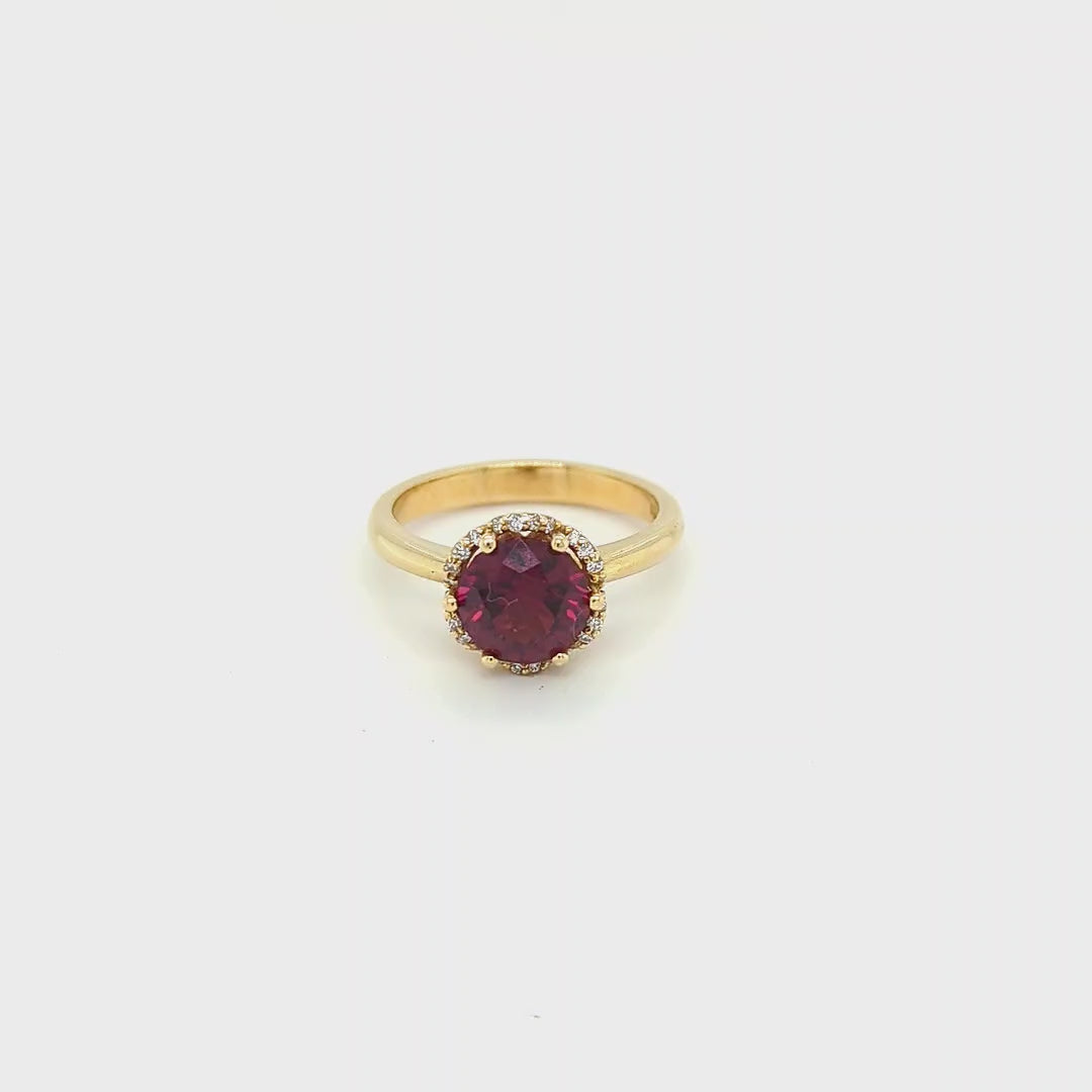 Load video: RHODALITE GARNET &amp; DIAMOND RING