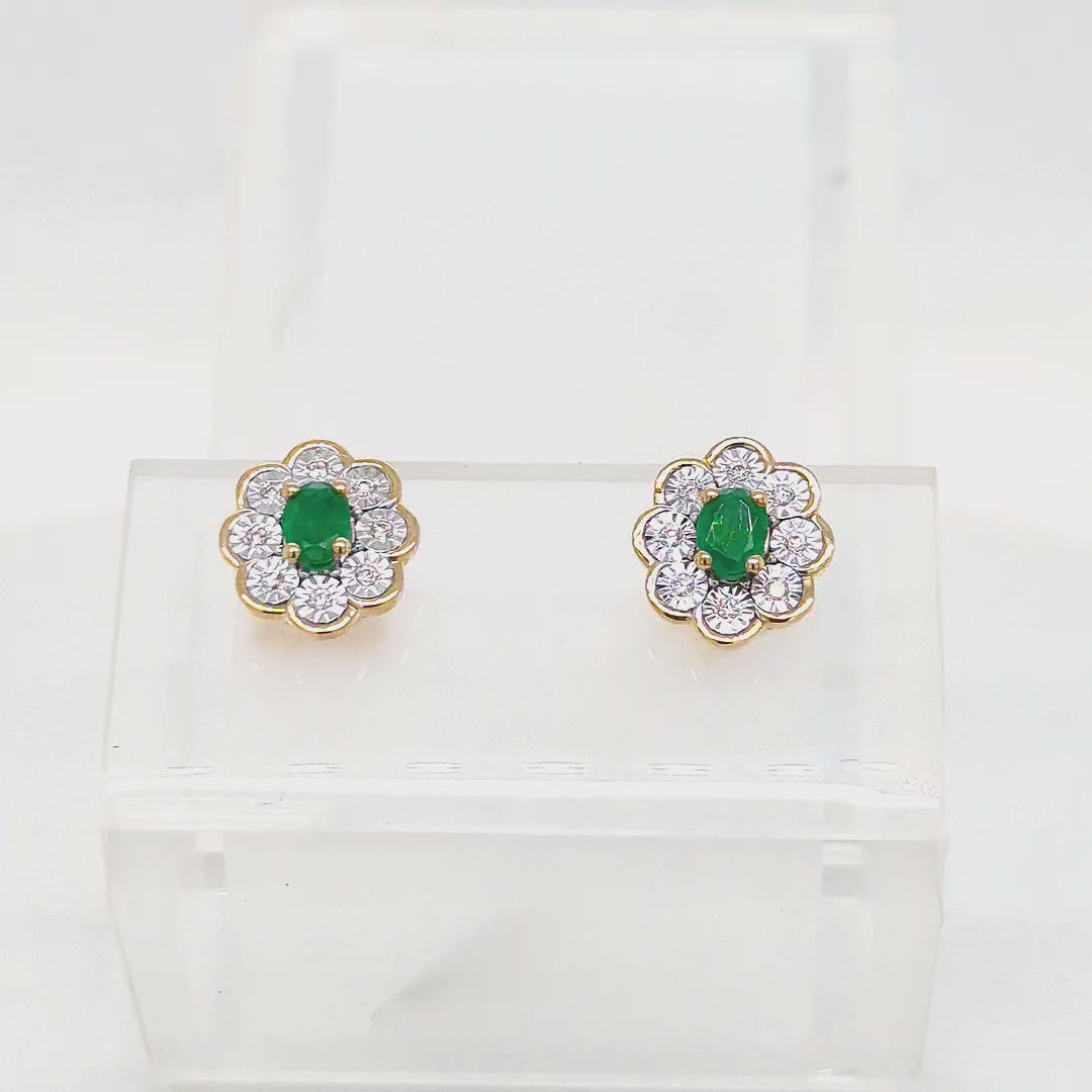 Load video: EMERALD AND DIAMOND EARRINGS