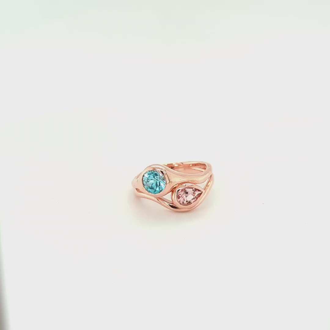 Load video: MORGANITE AND BLUE ZIRCON RING