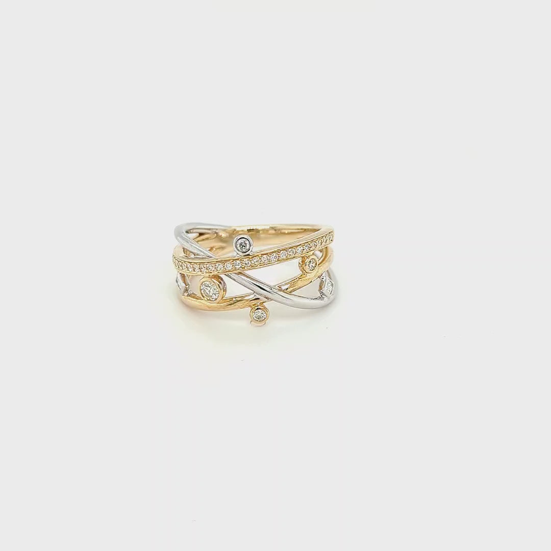 Load video: YELLOW AND WHITE GOLD DIAMOND RING