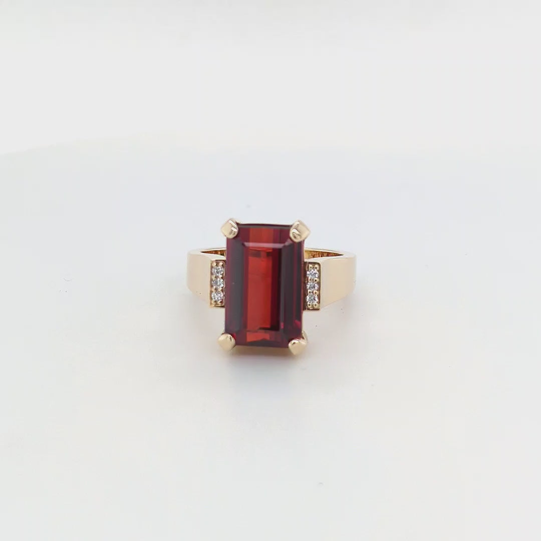 Load video: EMERALD CUT GARNET RING