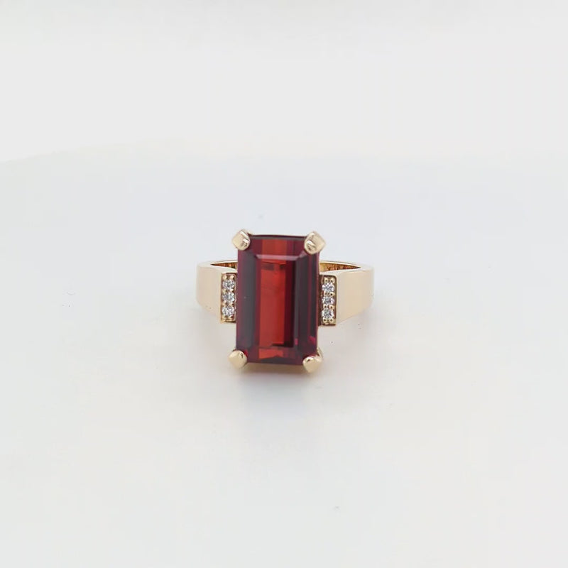 EMERALD CUT GARNET RING